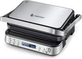 AMZCHEF 4-in-1 Elektrogrill: Kontaktgrill, Waffeleisen, Sandwichmaker & Grillplatte, abnehmbare Antihaftplatten, LED Display, 2000W