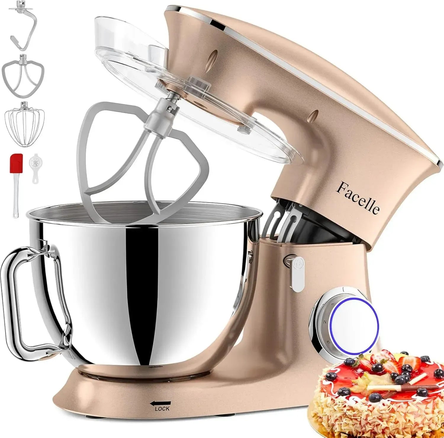 Leistungsstarke 2000W Küchenmaschine 8,5L mit Zubehör für vielseitiges Backen