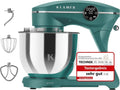 KLAMER Küchenmaschine 1800W, 6L Edelstahlschüssel, 10 Geschwindigkeiten, Planetenrührwerk & Timer, inklusive Rührbesen, Knethaken, Schneebesen & Sichtdeckel (Türkis)