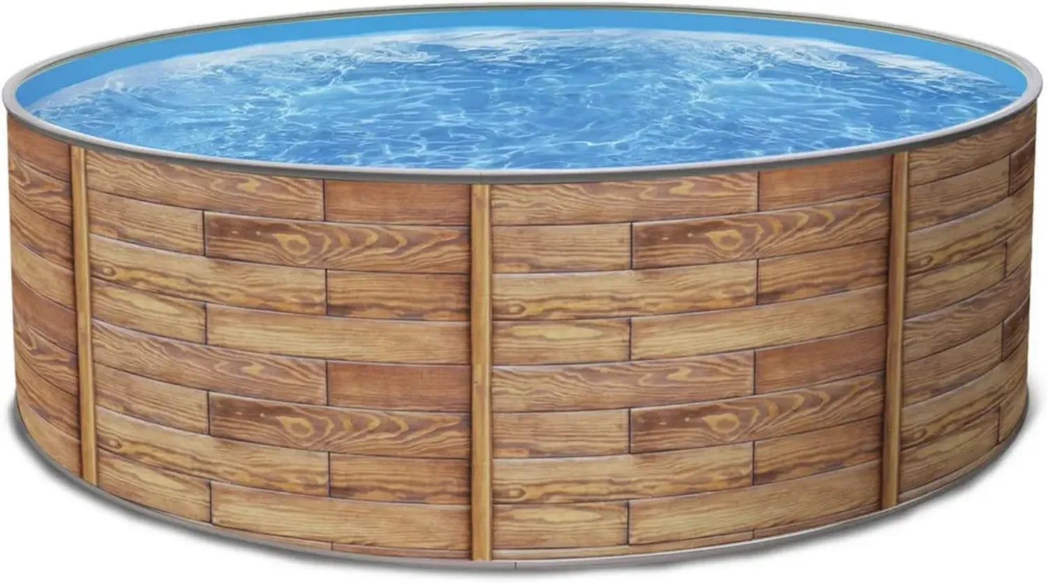 Runder Stahlwandpool 400x120cm in Holzoptik mit komplettem Zubehörset