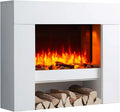BALDERIA Elektrischer Kaminofen Naran mit 3D-Flammen, 2000W Heizung, LED, Fernbedienung & Thermostat, Weiß