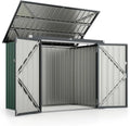 Wetterfeste COSTWAY Metall-Mülltonnenbox, abschließbar für 2 Tonnen mit Klappdeckel, Anthrazit, 172x95,5x130 cm