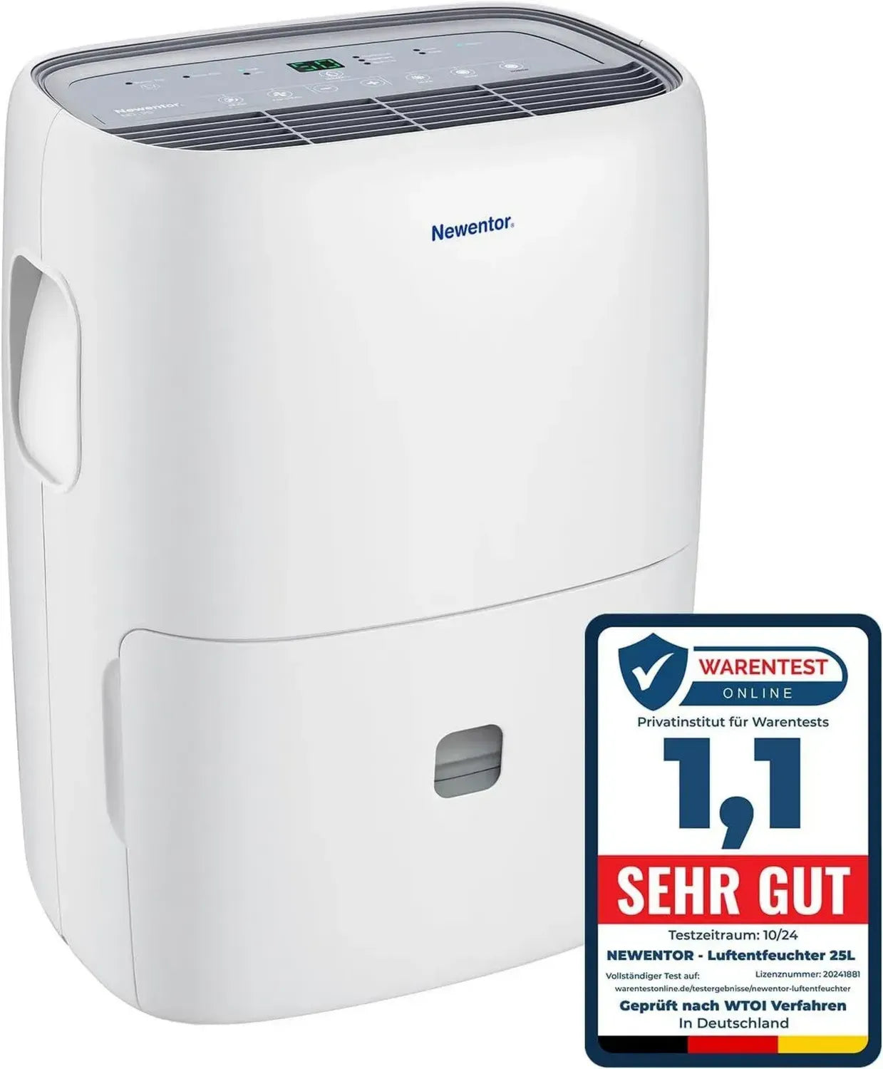 Effizienter Luftentfeuchter 25L/Tag mit 270W – Ideal für 80m² Räume – Inklusive 10 Jahre Garantie, Ablaufschlauch & Timer