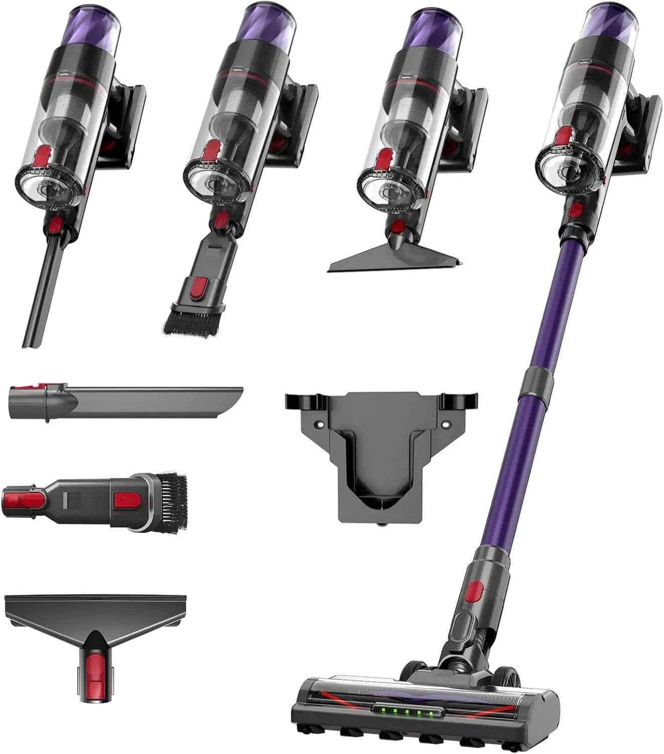 Kraftvoller Kabelloser Staubsauger 550W, 50Kpa, Beutellos mit Touchscreen und Anti-Tangle-Funktion für Teppiche, Hartböden und Autos