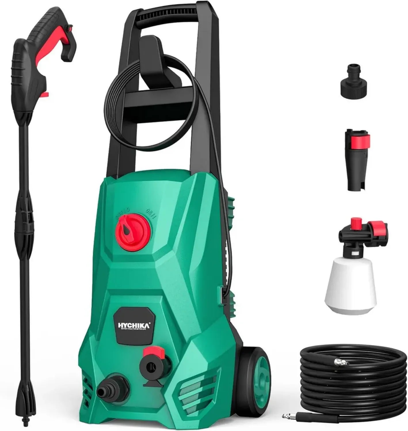 Tragbarer Hochdruckreiniger 1600 PSI, 1500W mit Schaumtank und 5m Schlauch