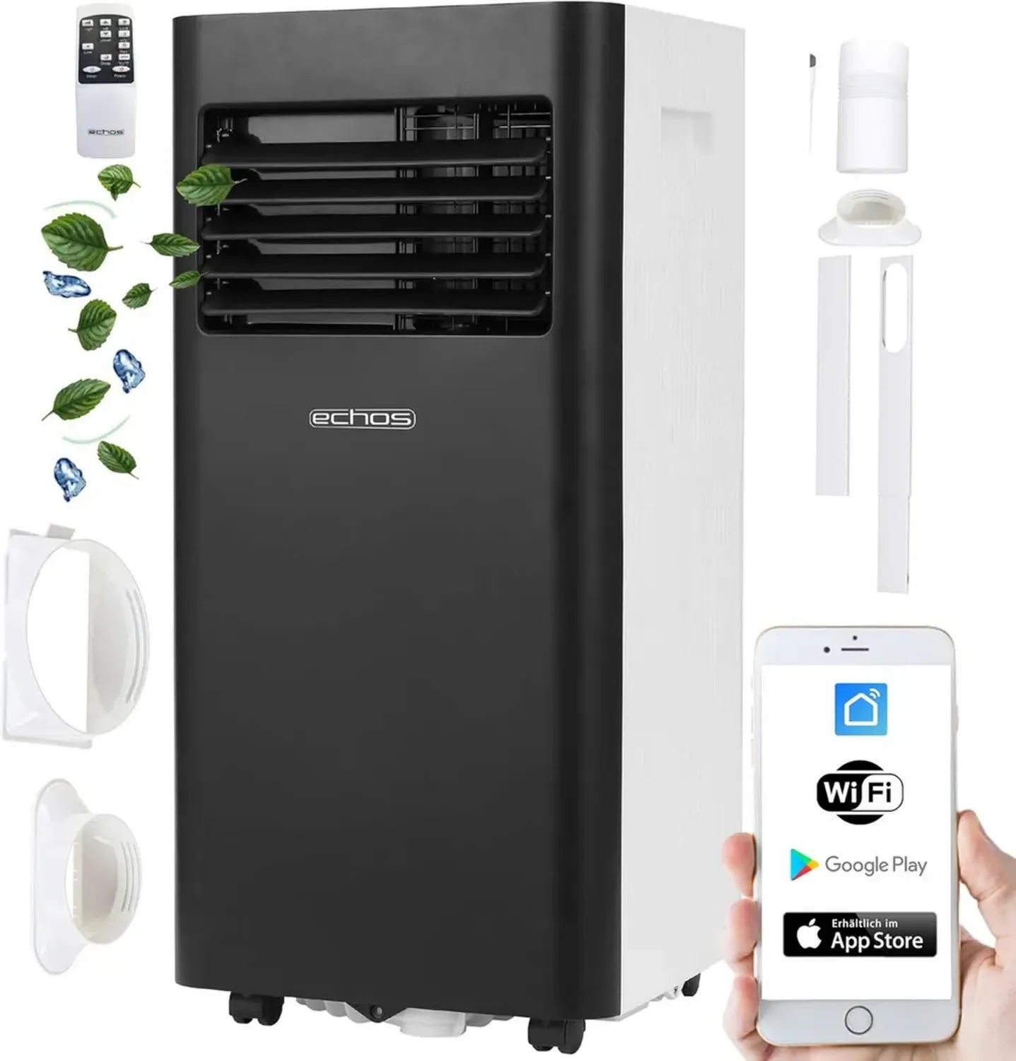 Mobiles Klimagerät 3in1 mit WIFI, 9000 BTU, inkl. Fensterabdichtung & Fernbedienung