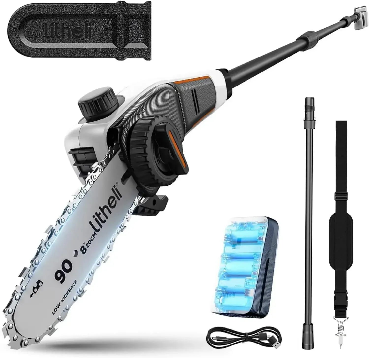 Litheli U20 Akku-Hochentaster 20V, 20 cm Klinge, Teleskopsäge mit 10000 mAh, 8 m/s Geschwindigkeit für Äste