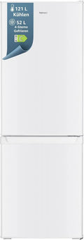 homeX Freistehender Kühlschrank mit Gefrierfach, 173L, 4-Sterne, 142,5 cm, 40 dB, Weiß