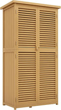 Geräteschuppen aus Holz mit Asphaltdach und Lamellentür, 4 Fächer, Hellgelb, 87 x 46,5 x 160 cm