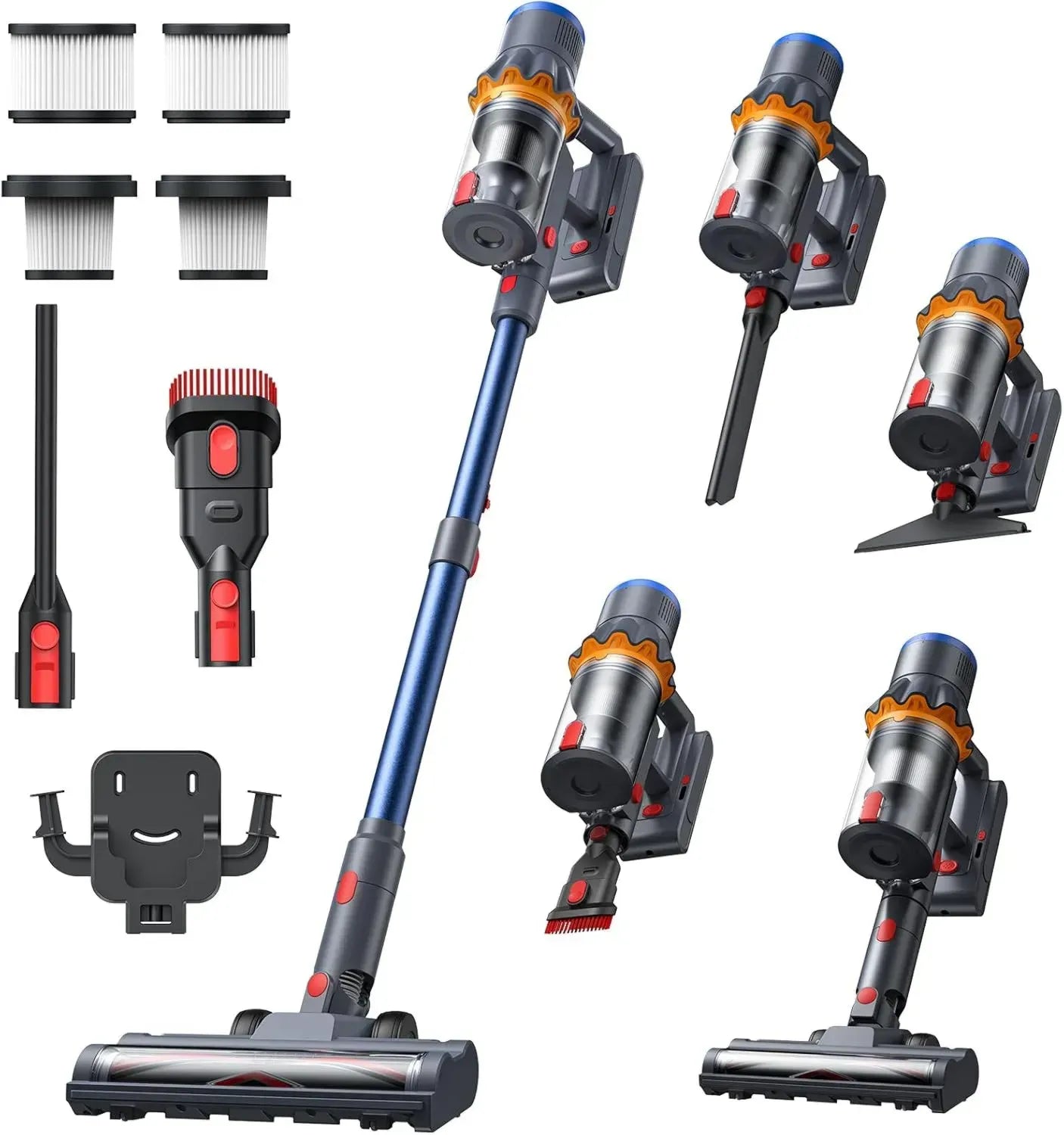 Kabelloser Hochleistungs-Akkusauger 58000Pa, 450W, 65 Min Laufzeit mit Display und LED, für Tierhaare, Teppiche, Böden und Auto