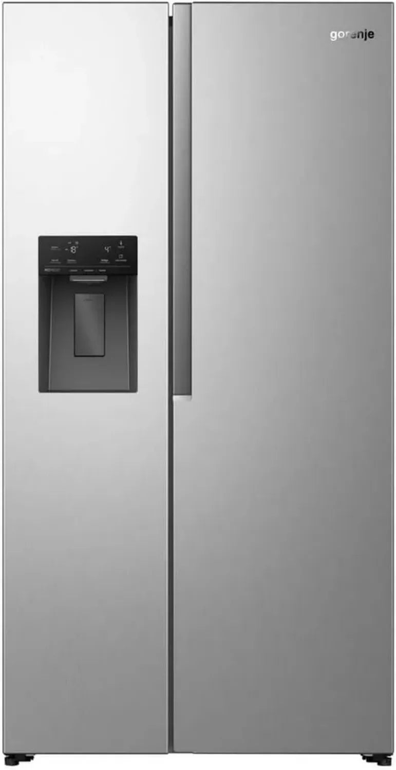 Gorenje Side-by-Side Kühlschrank 528 L, EEK E, NoFrost, Eis- und Wasserspender, 40 dB, Grau