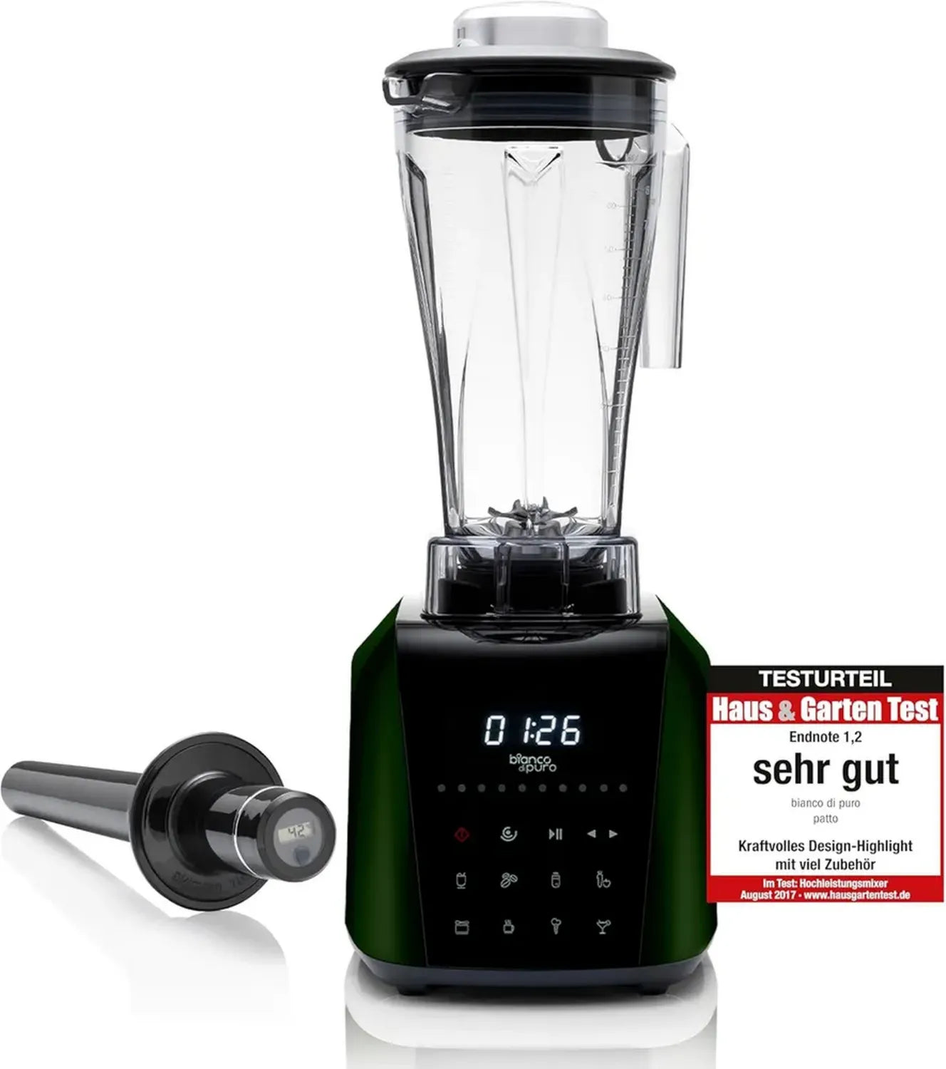 Bianco di Puro Hochleistungsmixer 2000W, 2L BPA-freier Behälter, 8 Programme, Tiefseegrün