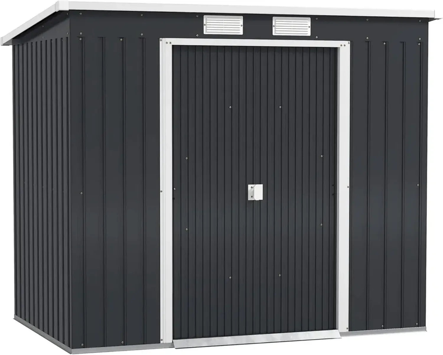 Outsunny Garten-Metallgerätehaus, 2,42 m², mit Schiebetür und Belüftung, wetterfestes dunkelgraues Schuppenhaus