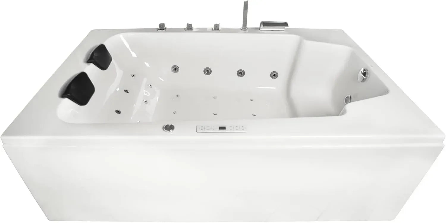 Luxuriöse Whirlpool-Badewanne XXL für Zwei mit Massagedüsen, LED-Beleuchtung und Soundsystem