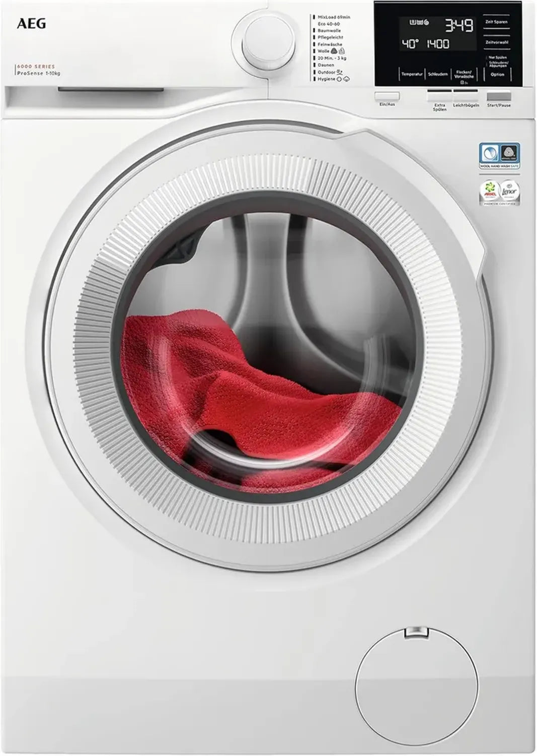 AEG Waschmaschine 10 kg, Super Leise, Automatische Beladung, Nachlegeoption, Sicherheit für Kinder, Sanft Trommel, Wassersicherheit, 1400 U/min, Weiß