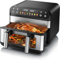 Arendo XXL Heißluftfritteuse 10L - Doppelkammereinheit - Ölfrei - Backofen, Grill & Dörrgerät