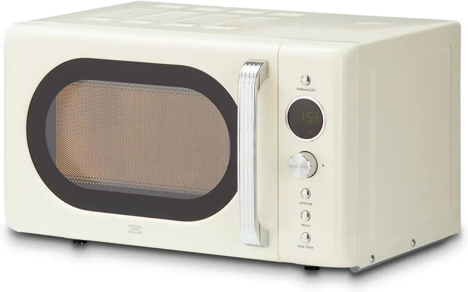 KHG 20L Mikrowelle in Creme, 8 Automatikprogramme, 6 Leistungsstufen, 1.200 Watt, LED-Anzeige, 60-Minuten-Timer, Drehteller, Kindersicherung