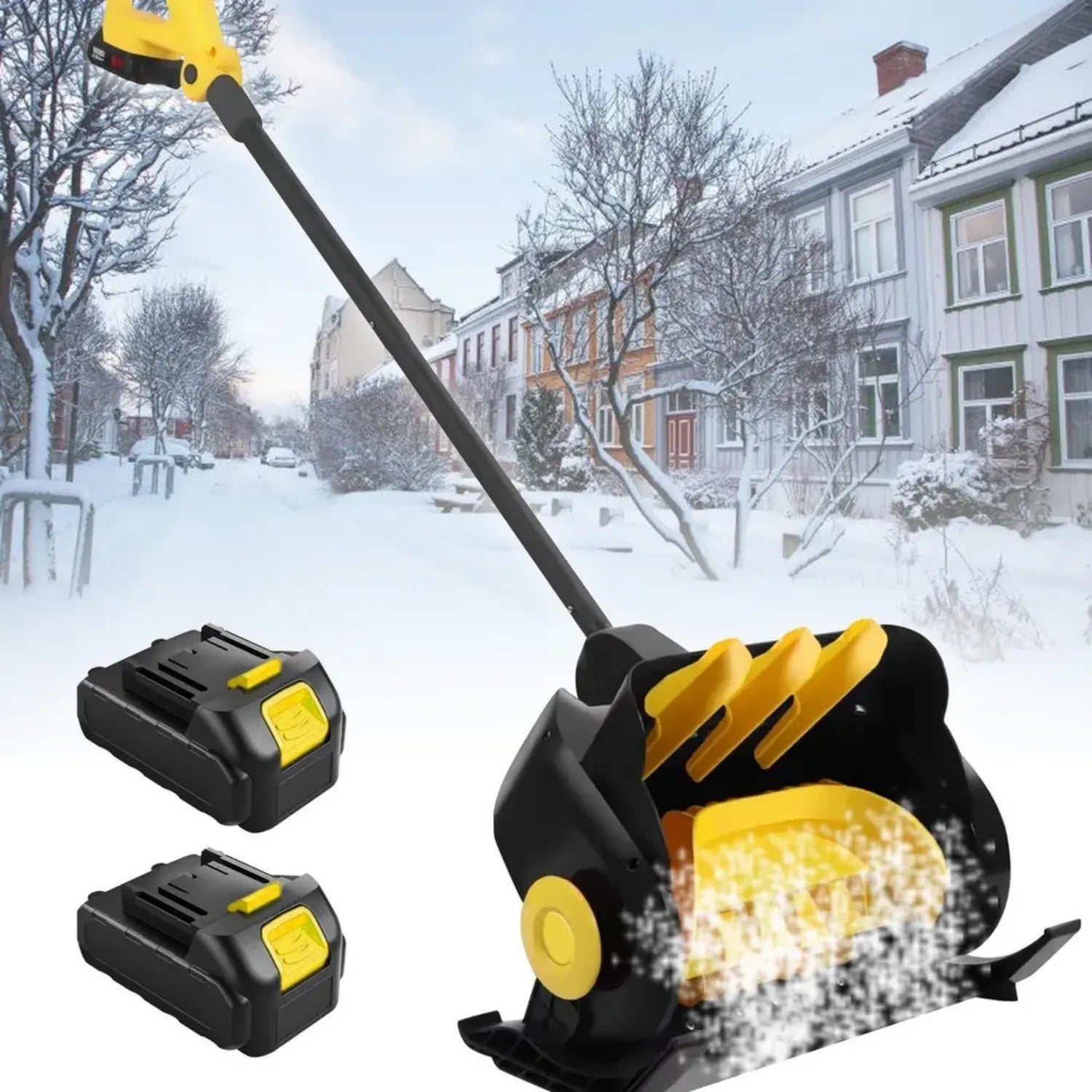 Kabellose elektrische Schneeschaufel 41cm mit einstellbarem Frontgriff und Schnellladeakku