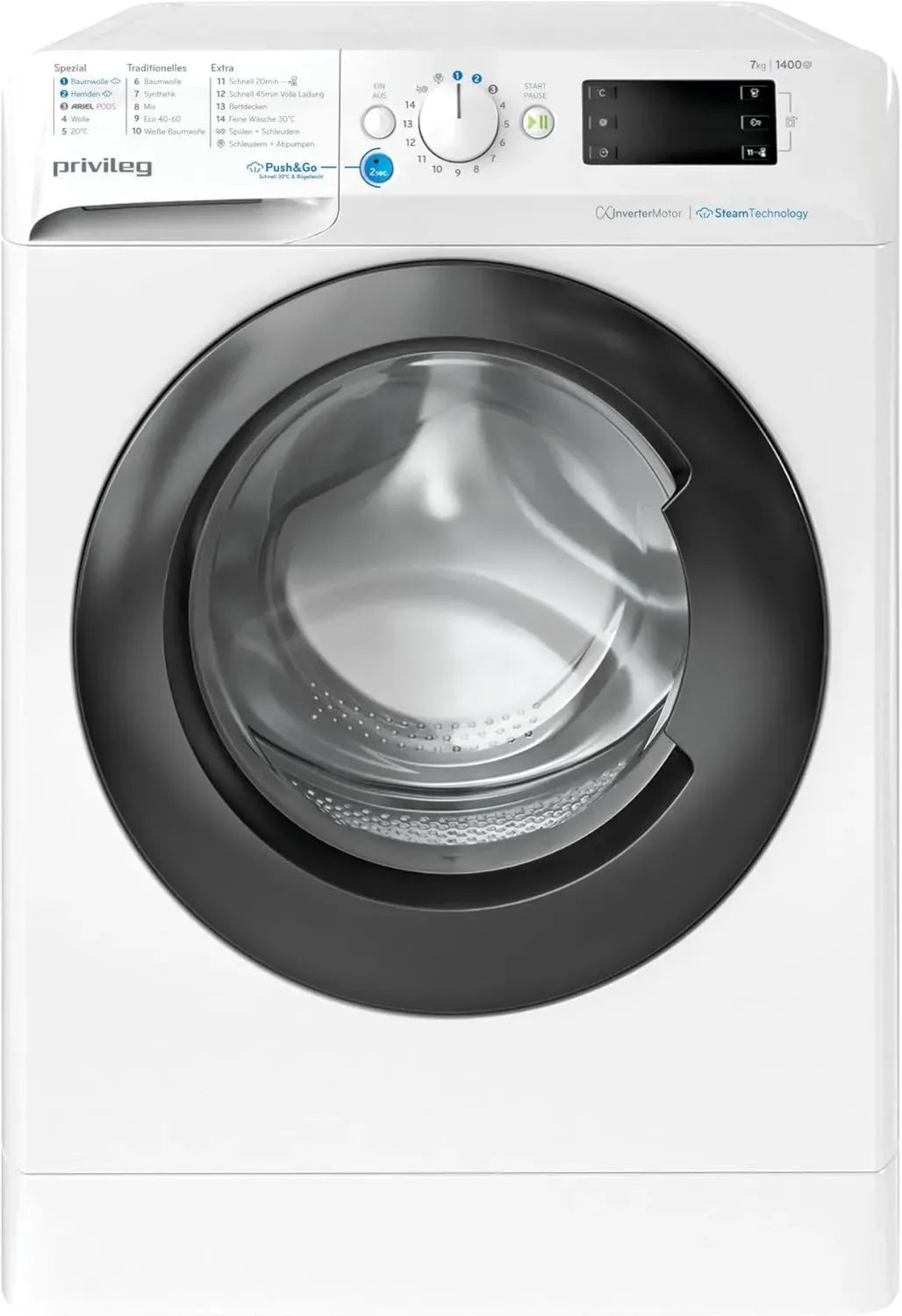 Privileg PWFV X 753 A Frontlader-Waschmaschine 7 kg mit Dynamic Inverter-Motor und Antiflecken-Option