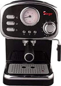 Retro Espressomaschine für ESE-Pads, 15 Bar, 1100 W, abnehmbarer 1,25 l Wassertank, Cappuccino-Dampfdüse, Schwarz