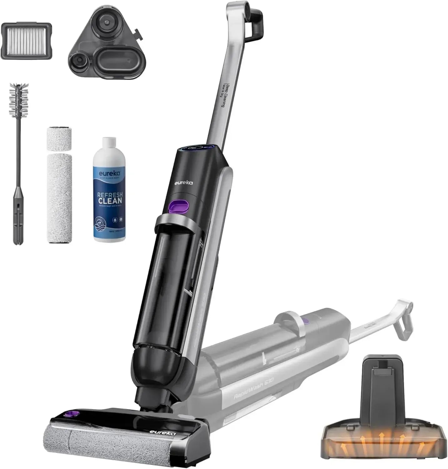 Eureka RapidWash NEW630 Kabelloser Nass-Trockensauger mit Heißlufttrocknung und LED-Anzeige