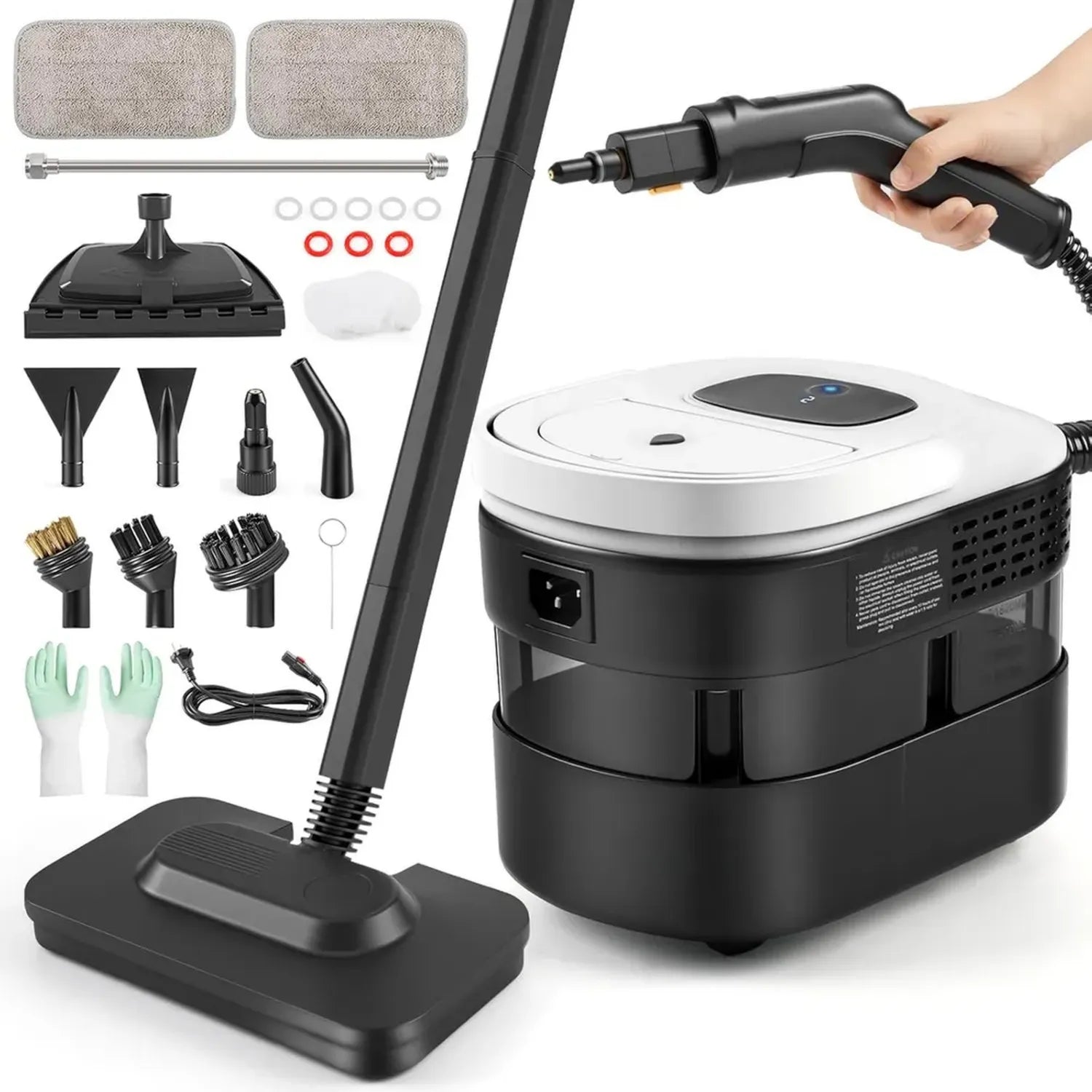 Leistungsstarker Hand-Dampfreiniger 2500W mit 15 Zubehörteilen, 4.5 Bar Druck, 1600ML Tank, Ideal für Fenster, Küche, Böden und Auto