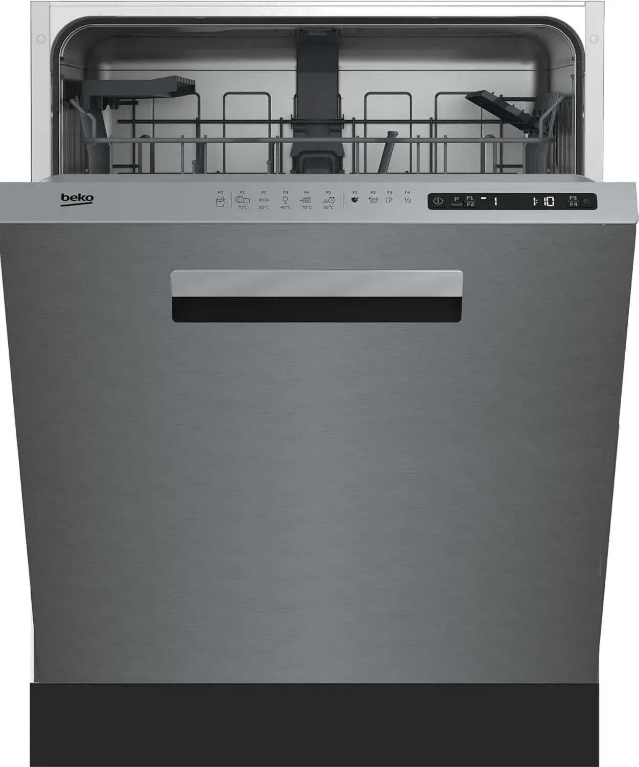 Beko 60 cm Einbau-Geschirrspüler, 15 Maßgedecke, 5 Programme, 4 Zusatzfunktionen, 3 Spülebenen, Watersafe+, SteamGloss, HygieneIntense, SelfDry, Edelstahl