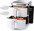 GOURMETmaxx Vertikale Doppelkammer Heißluftfritteuse mit Touchdisplay, 10L Kapazität, platzsparend