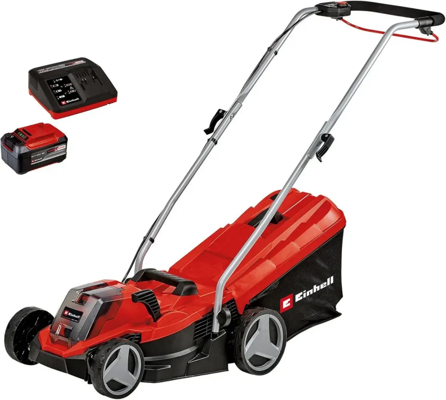 Einhell Akku-Rasenmäher GE-CM 18/33 Li - Leistungsstark mit bürstenlosem Motor, 200 m² Reichweite, inklusive 5,2 Ah Akku und Schnellladegerät
