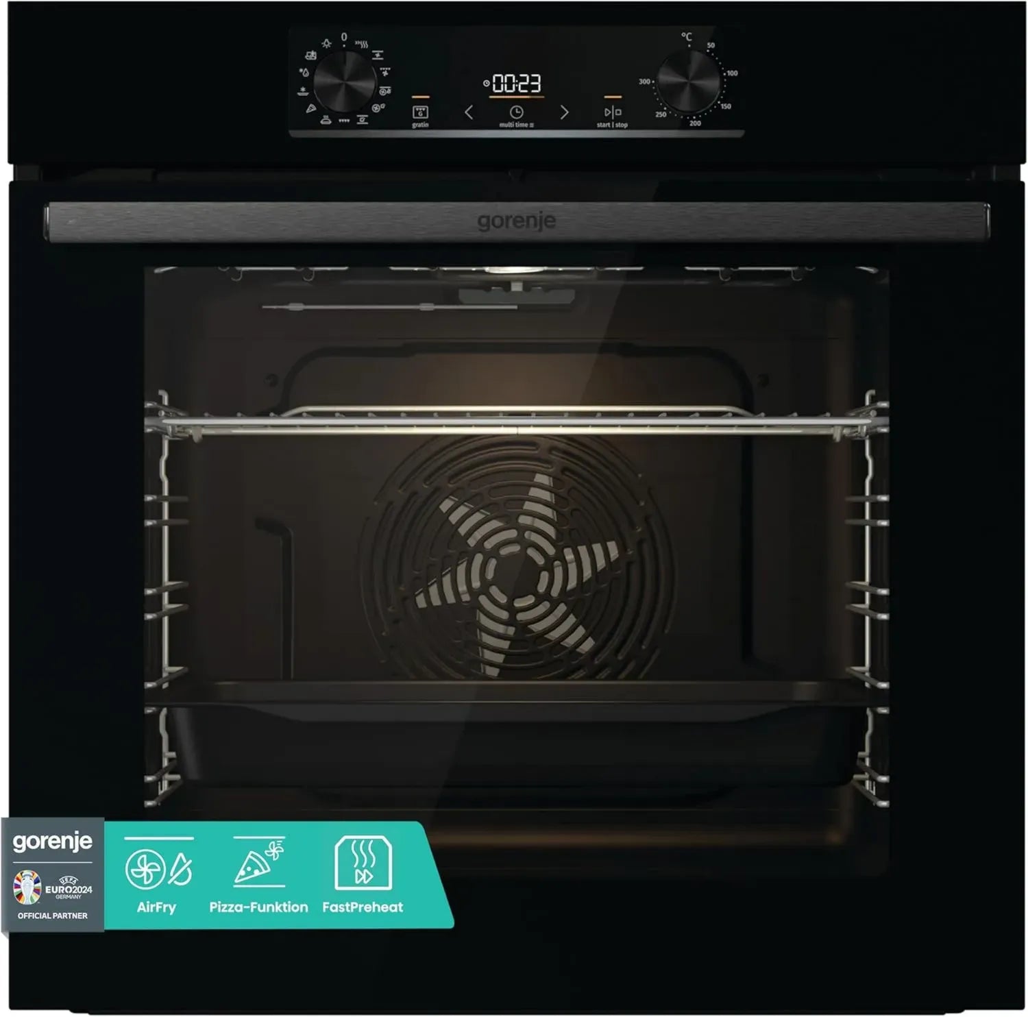 Gorenje Einbau-Backofen 77L mit AquaClean und AirFry, Schwarz
