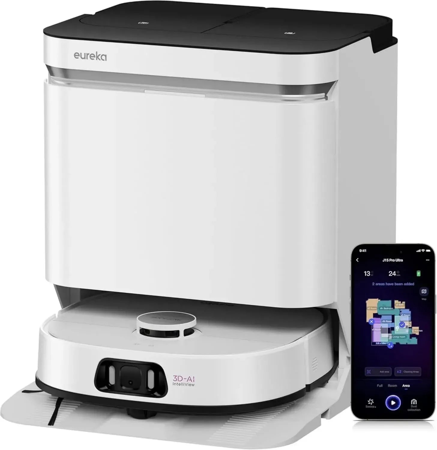 Eureka J15 Pro Ultra Staubsauger- und Wischroboter mit Selbstreinigungsstation, extrem starke Saugleistung, fortschrittliche Navigation und Tierhaarentfernung