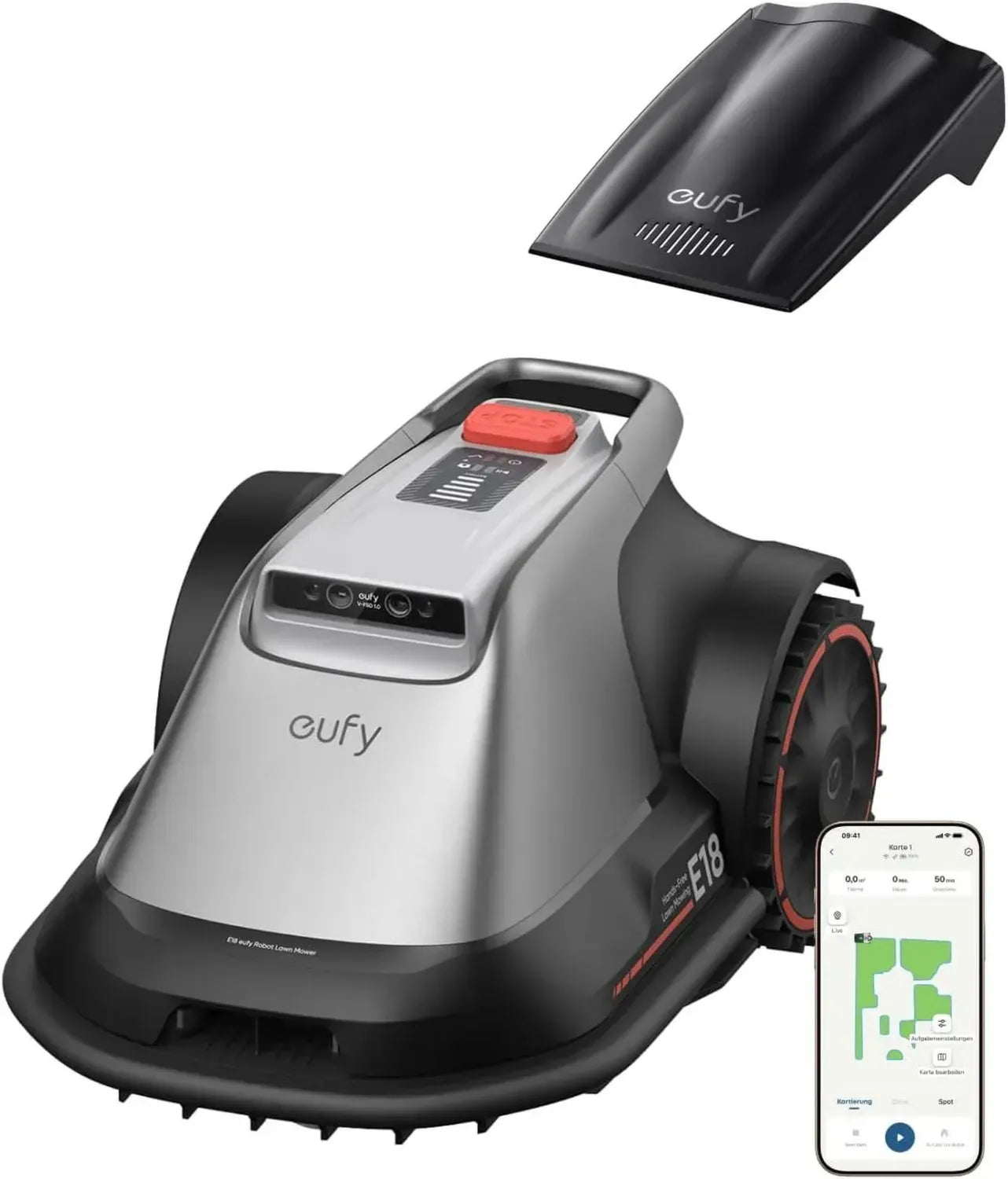 eufy Mähroboter E18, Kabellose Begrenzung, TrueVision Technik, GNSS System, Für Gärten bis 1200m², Präziser Rand- und Hindernisschnitt, App-gesteuert