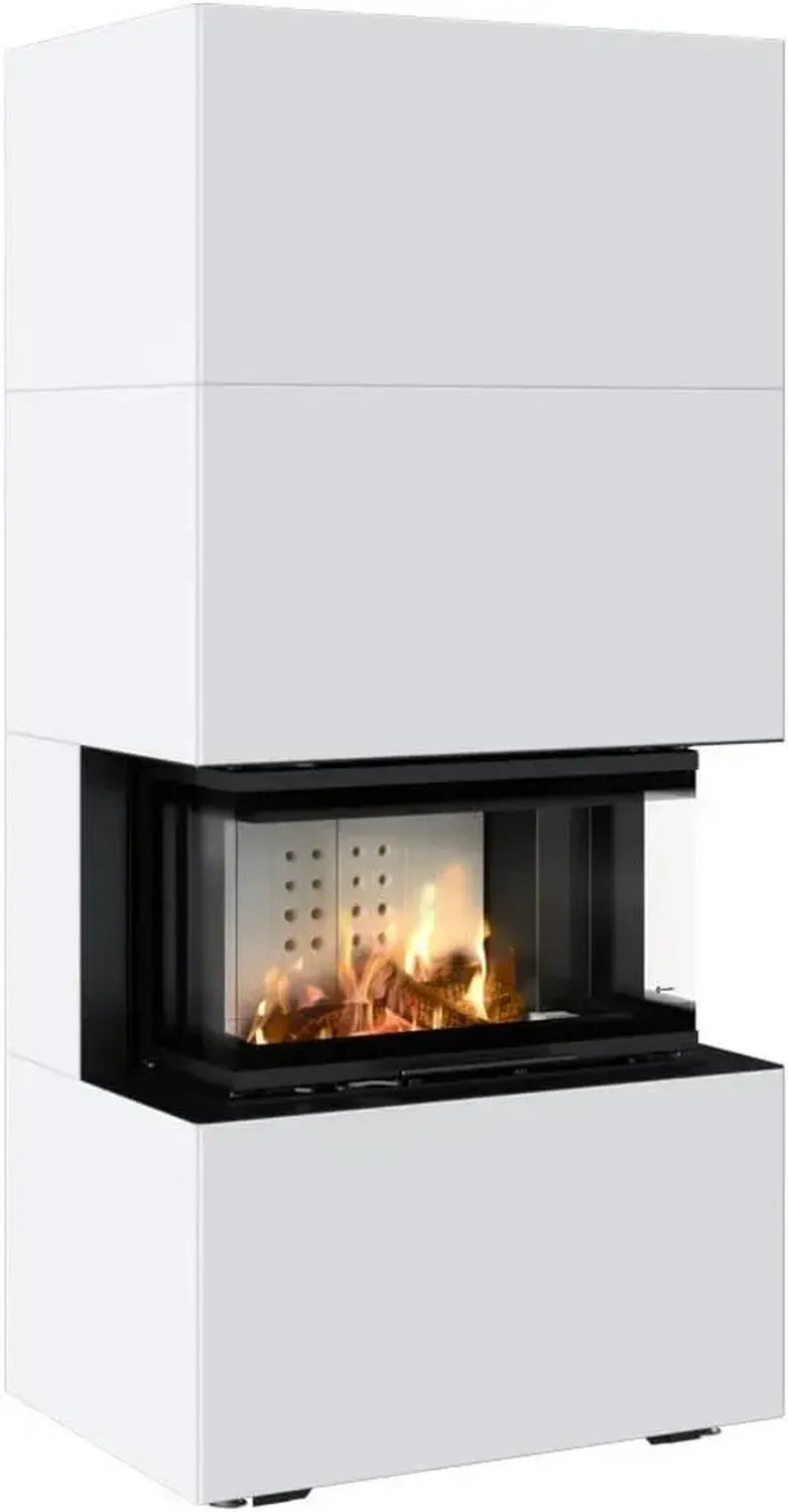 KRATKI Kaminofen Einsatz 7 kW Ø160 Weiß mit Türschließer, HKI zertifiziert, Ökodesign konform, BImSchV Stufe 2