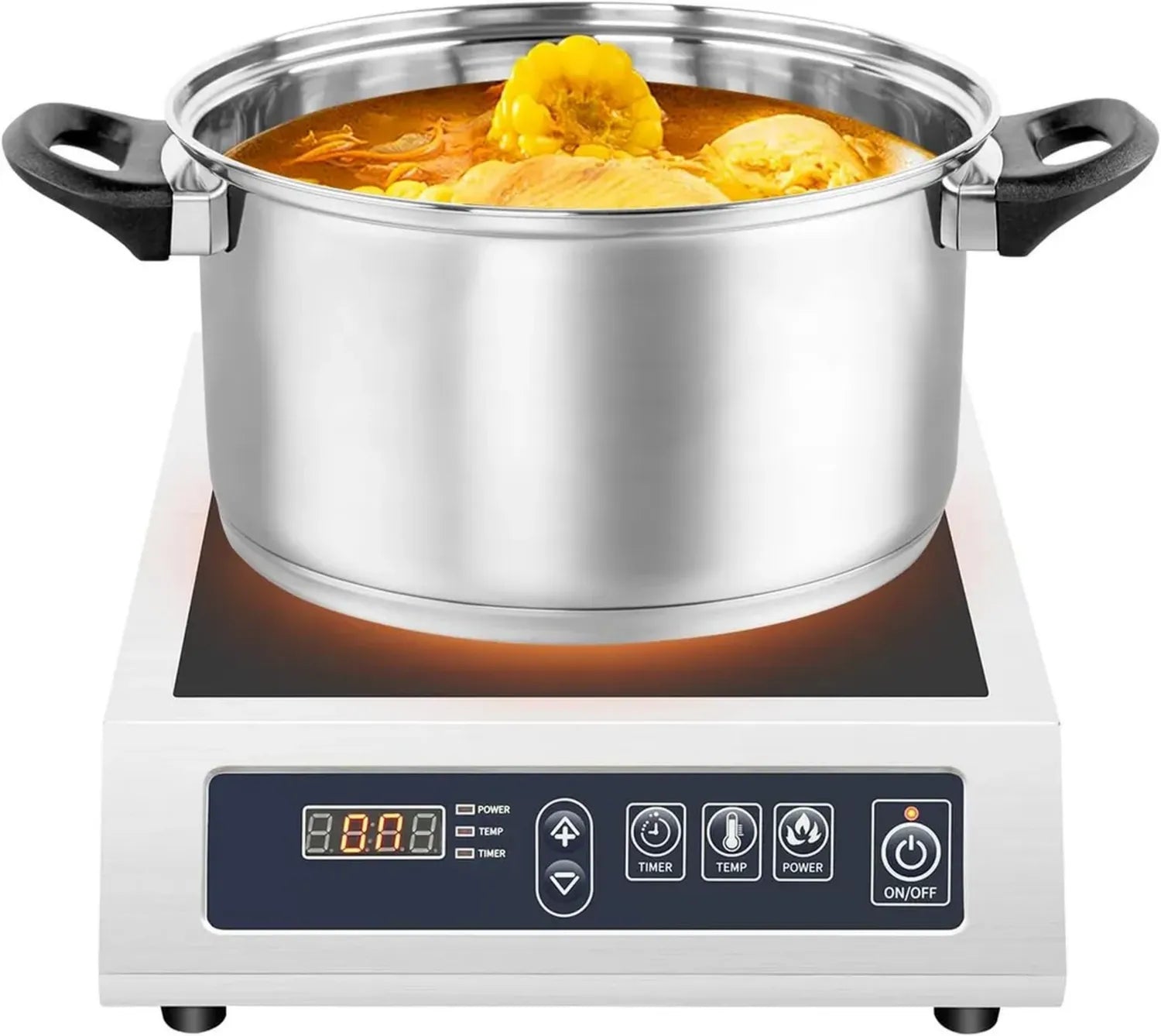 Leistungsstarke Induktionskochplatte 3500W mit 35cm Durchmesser, 10 Temperaturstufen, 11 Leistungsstufen und 24-Stunden-Timer