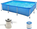COSTWAY Familienpool mit Filterpumpe, 258 x 179 cm, rechteckiges Aufstellbecken, Komplettset für Garten