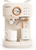 THERA RETRO PRO Halbautomatische Espressomaschine, 20 Bar, Milchtank, 1,5L Kapazität, Cremeweiß