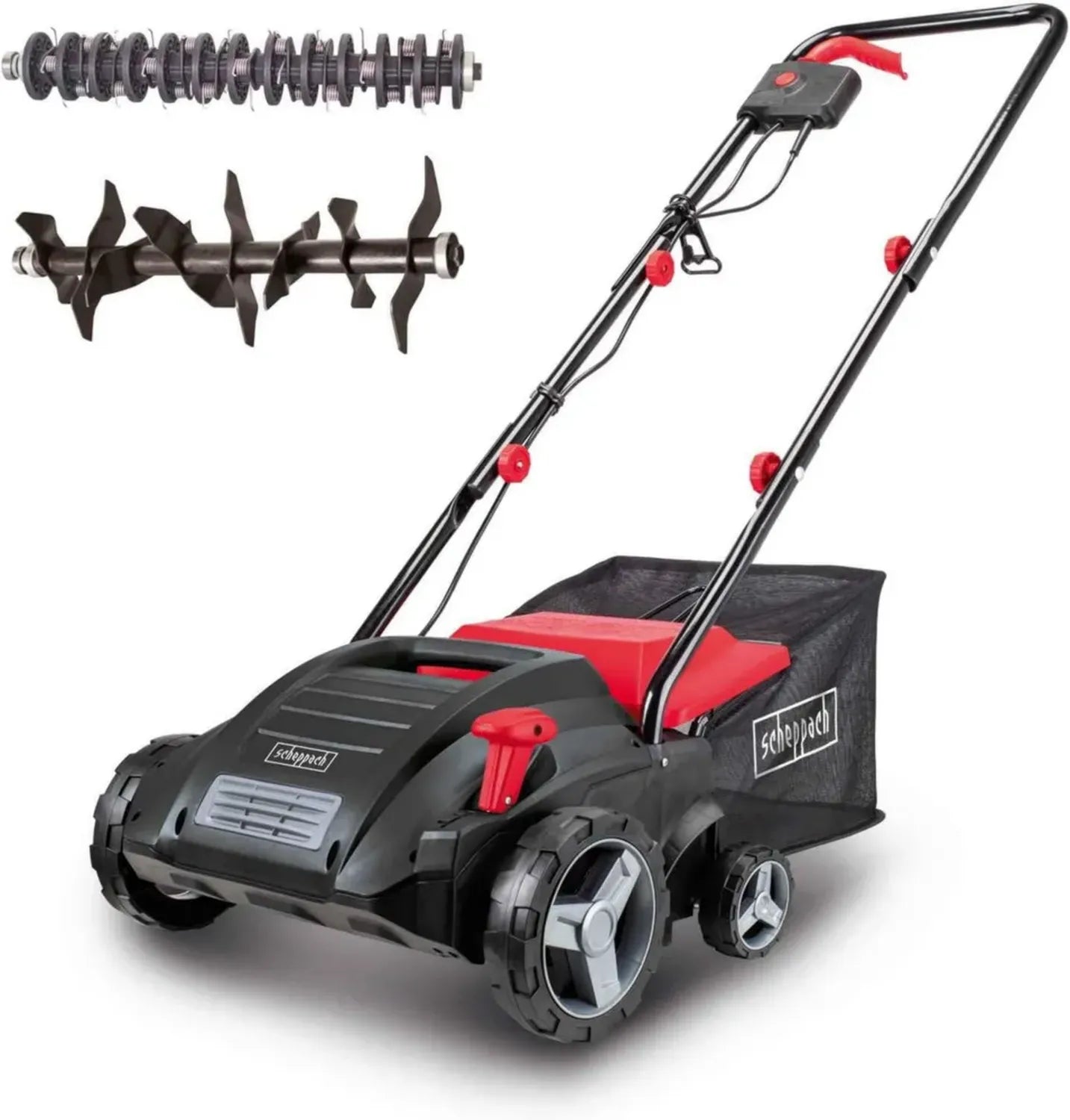 Scheppach Elektro-Vertikutierer SC32, 1500W, 32cm Arbeitsbreite, 30L Fangkorb, Höhenverstellung