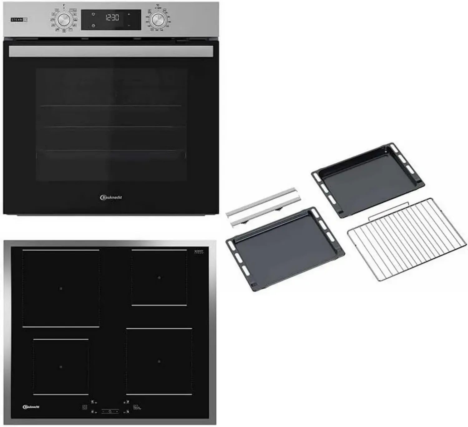 Bauknecht Einbau-Backofen mit Induktionskochfeld, 12 Funktionen, GentleSteam, Energieklasse A+, 60 cm, Edelstahl