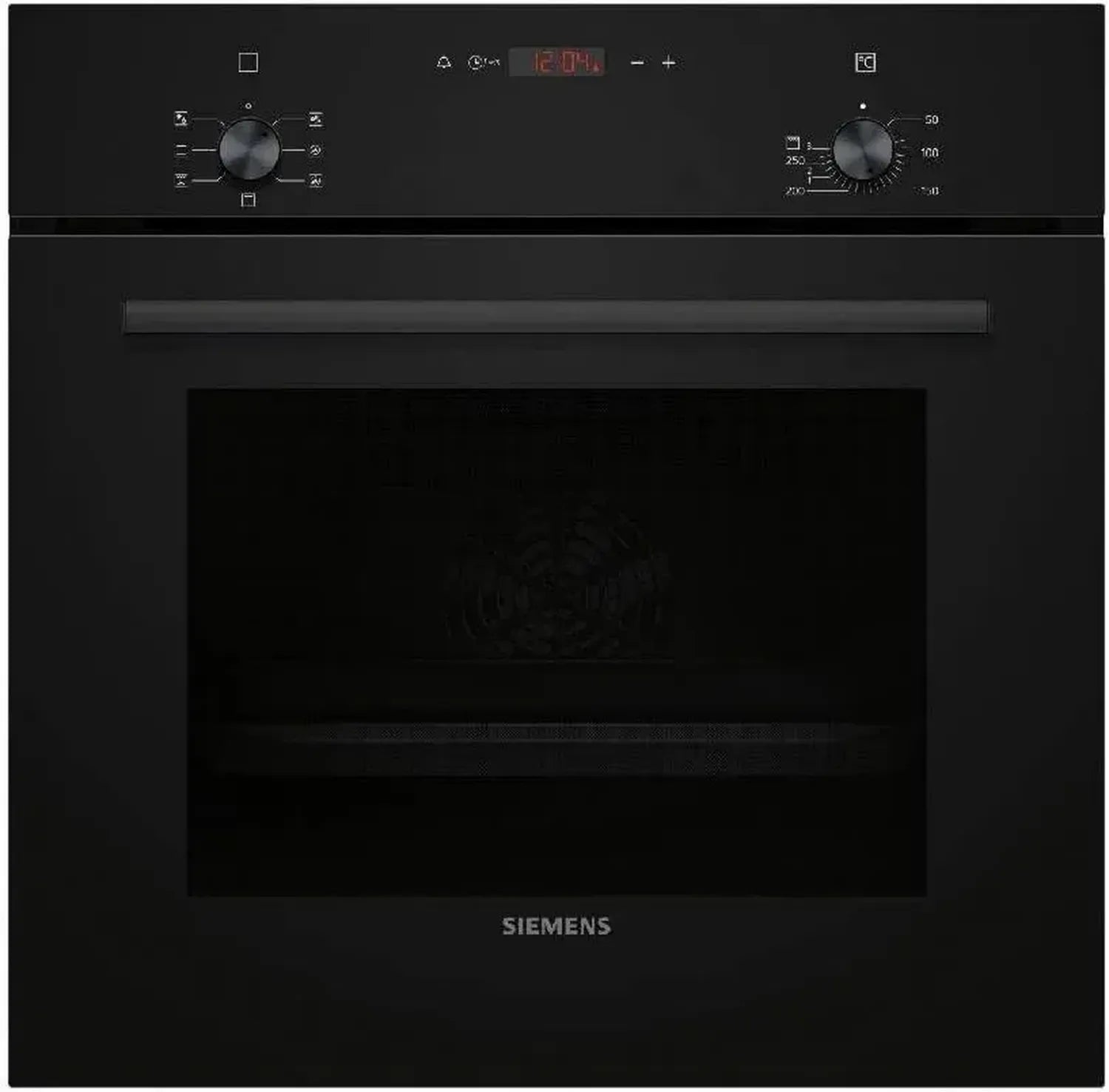 Siemens iQ100 Einbau-Backofen mit 3D-Heißluft und LED-Display, Edelstahl/Schwarz, 60 cm