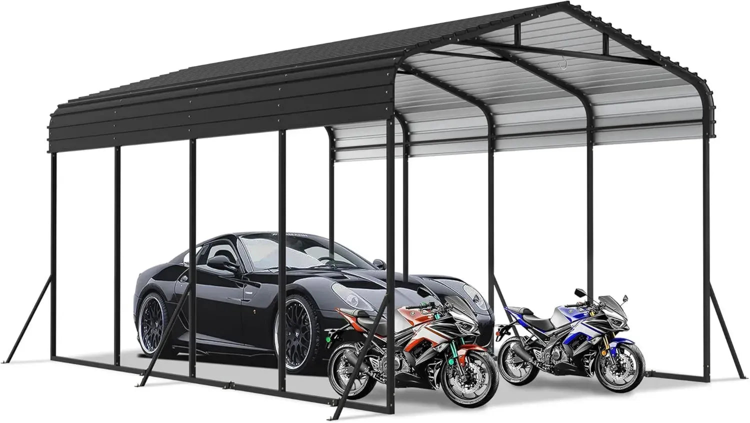 Robustes Metall Carport 12x20 FT für Autos und Boote, Komplettset mit verstärktem Stahldach und Rahmen