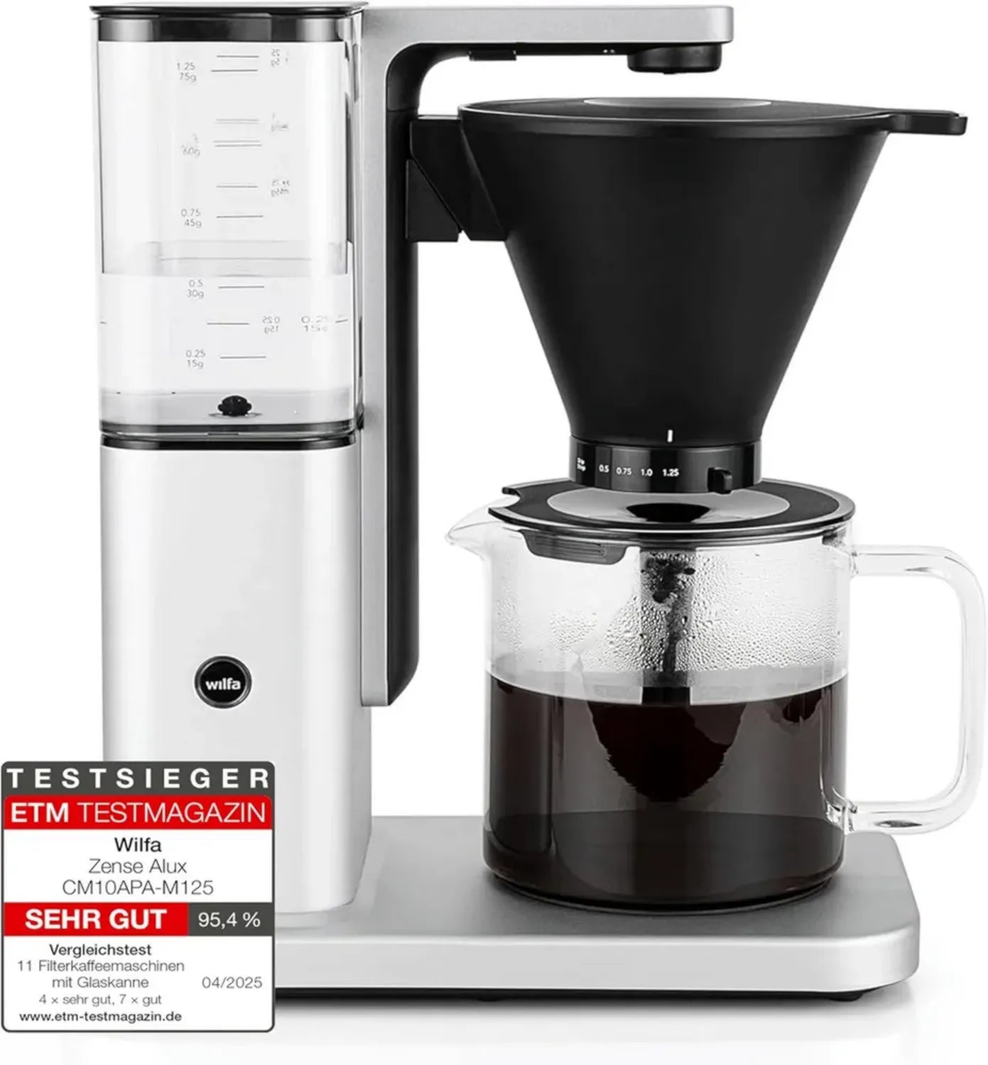 Wilfa Zense Alux Filterkaffeemaschine 1,25L mit Warmhaltefunktion und Auto-Abschaltung, Edelstahlgehäuse
