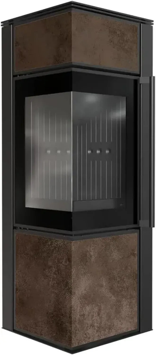 Stahlkaminofen TORA/S 8 kW, Ø 150, Quarzsinter Oxide Moro, Schwarz, mit Türdämpfer