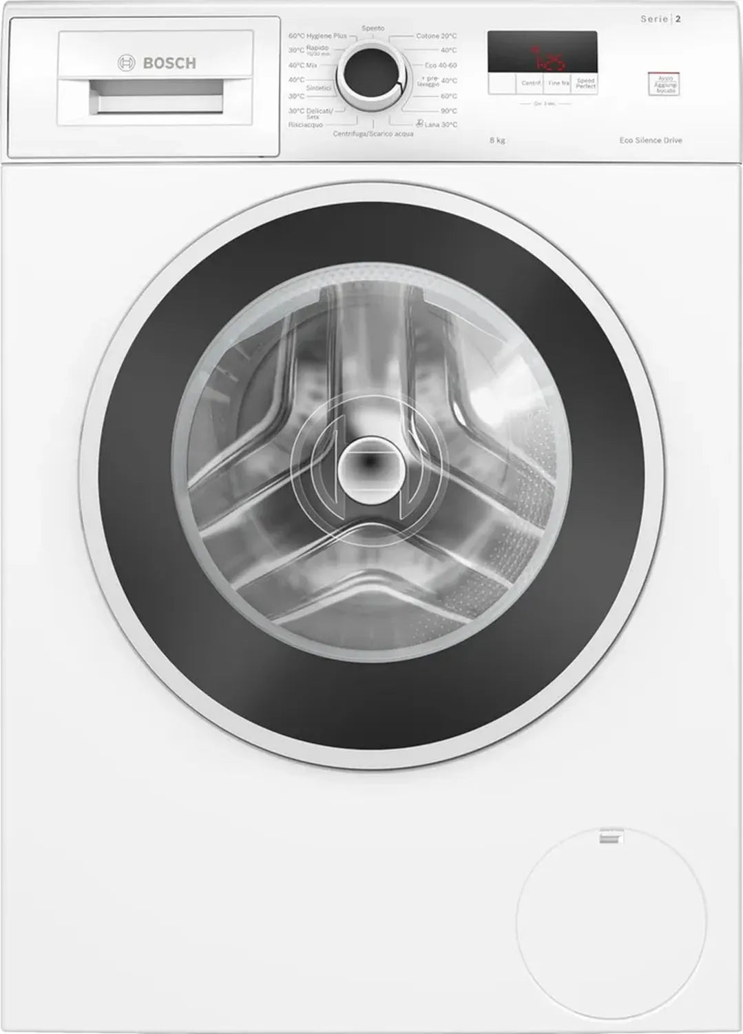 Bosch Serie 2 Waschmaschine, Frontlader, 8 kg, 1200 U/Min, Hygiene Plus, Weiß, 60 cm