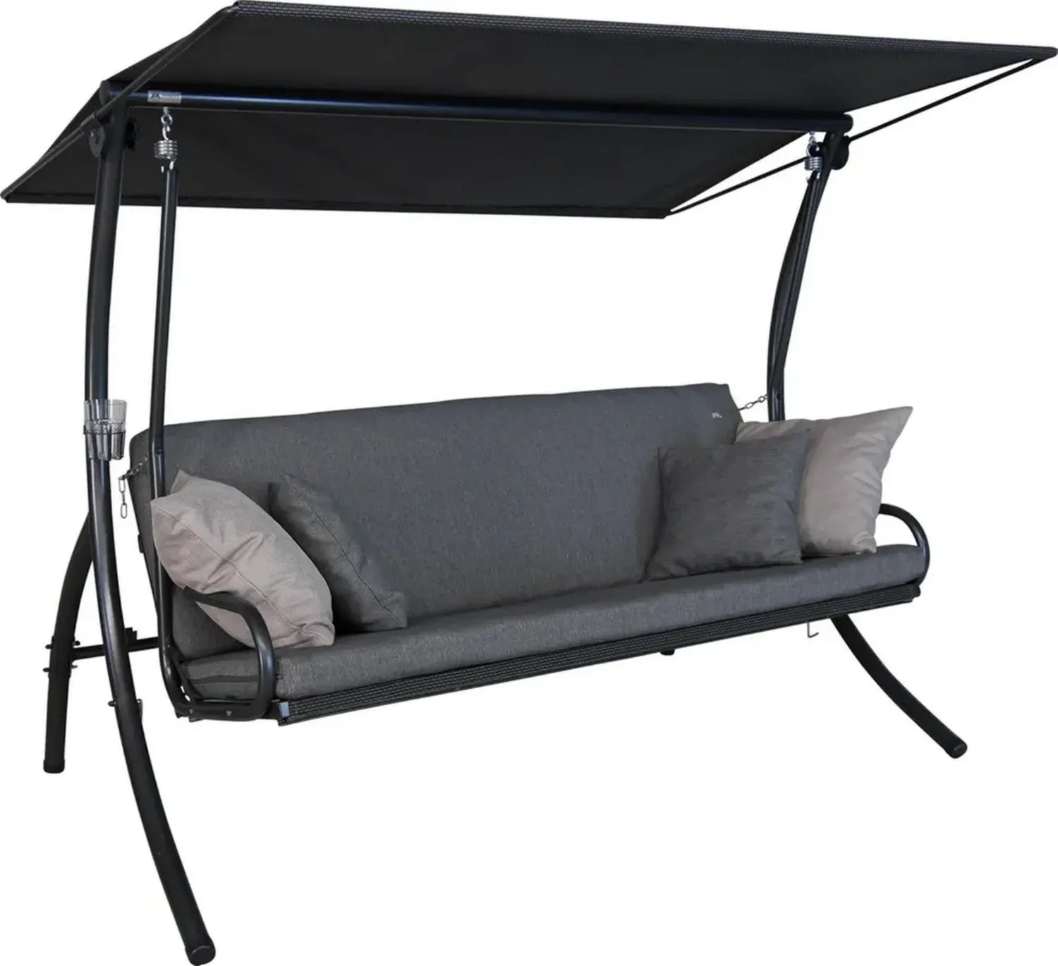 ANGERER Elegance Hollywoodschaukel – Multifunktionale Gartenliege mit Bettfunktion, Einfache Montage, Hochwertiger Stoff, Grau, Made in Germany