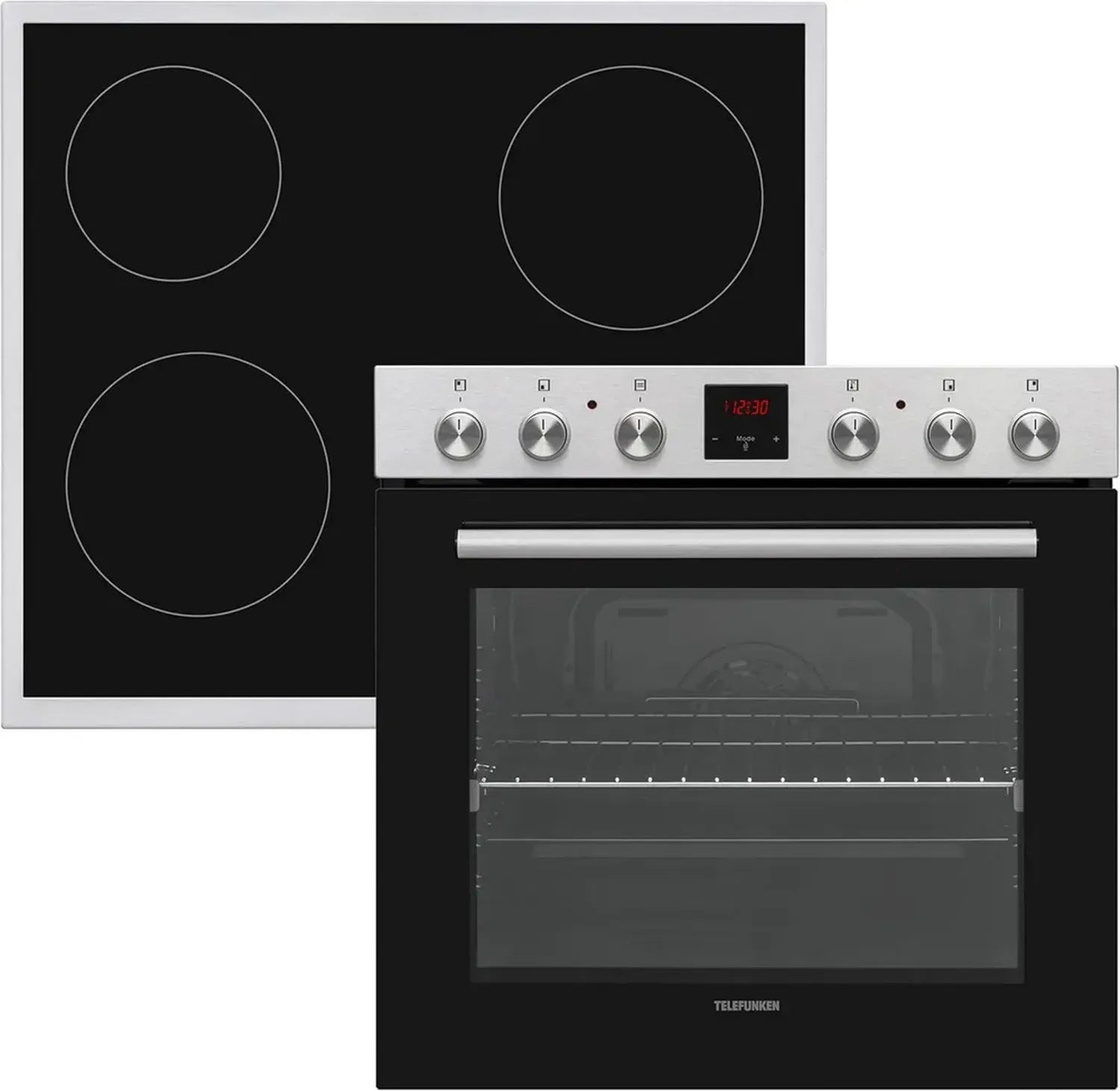 Telefunken Einbauherd-Set mit 78L Backofen, Glaskeramik-Kochfeld und Teleskopauszug, 60 cm