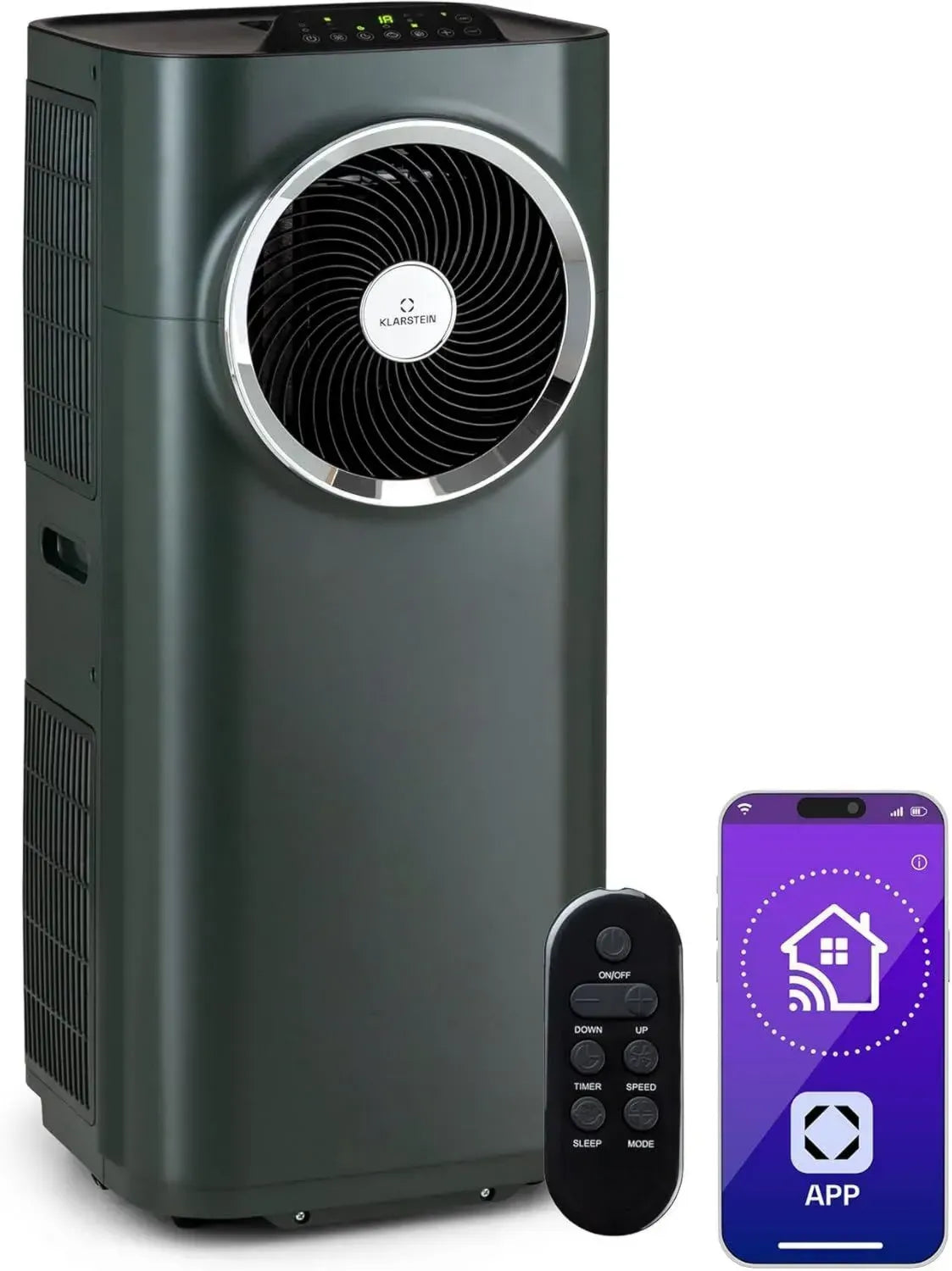 Klarstein Kraftwerk Eco Smart 11 Klima-Anlage, 11500 BTU, WiFi, App-Steuerung, 3-in-1, Leise 50 dB, Effizienzklasse A+, Inklusive Fensterkit, Anthrazit
