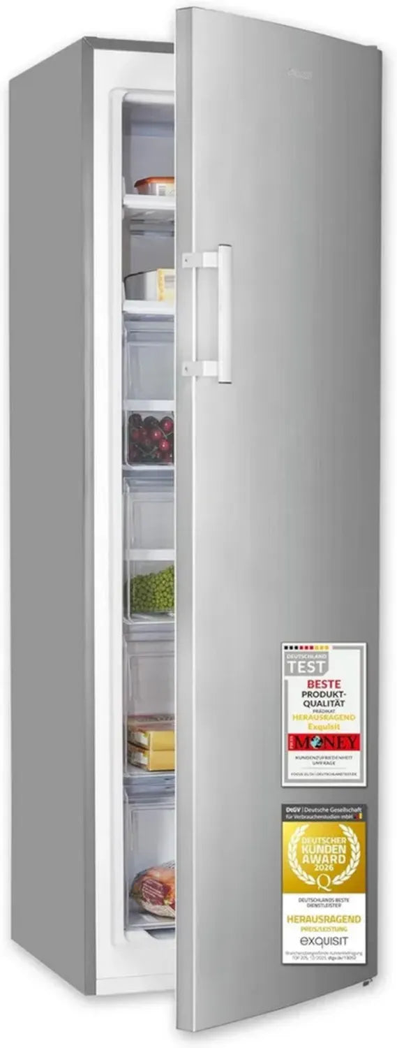 Energiesparender Gefrierschrank mit 204 l, No Frost, Schnellgefrieren, Digitalanzeige, Inox-Optik