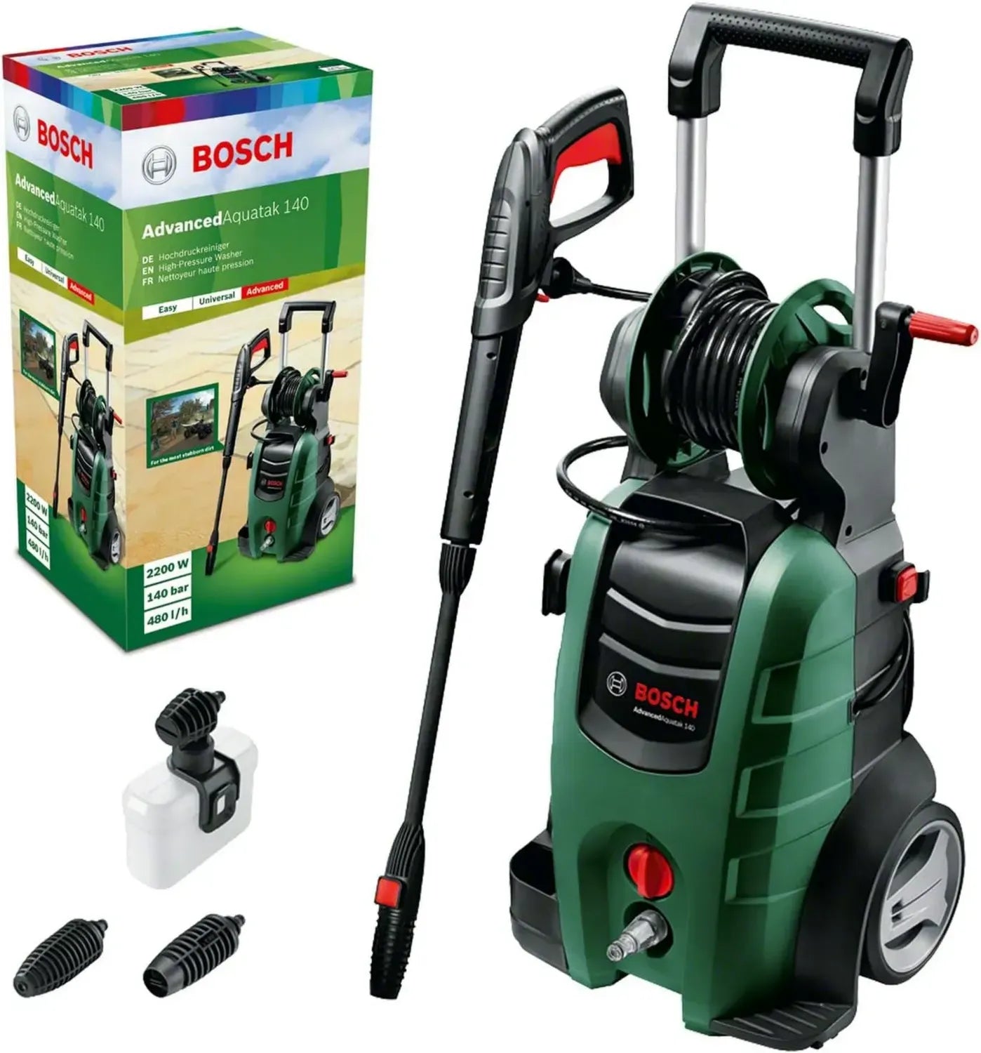 Bosch Hochdruckreiniger 140 - Leistungsstark, 2100W, 140 bar, 450 l/h, mit Zubehör