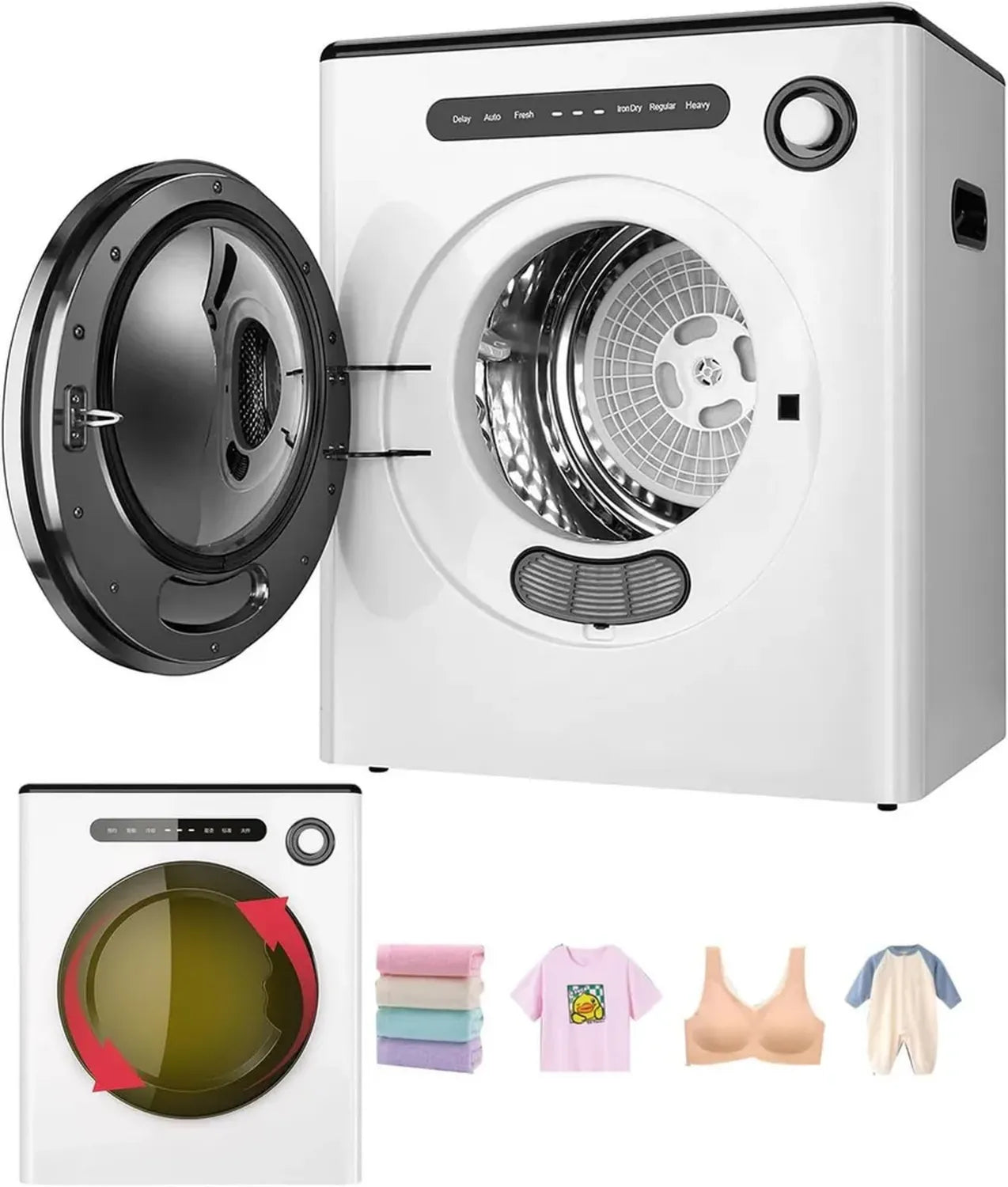 Kompakter 4-kg-Wäschetrockner mit schnellem Trocknungsprogramm und UV-Sterilisation, ideal für kleine Räume