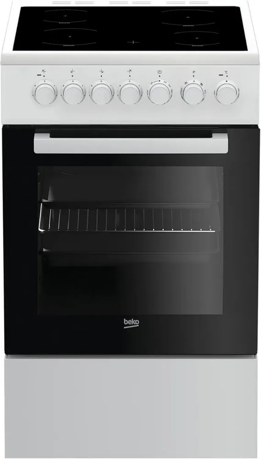 Beko FSM57100GW Elektro-Standherd mit Glaskeramikkochfeld, 50 cm, 55 L, Timer, einfache Reinigung, abnehmbare Tür, Schwarz
